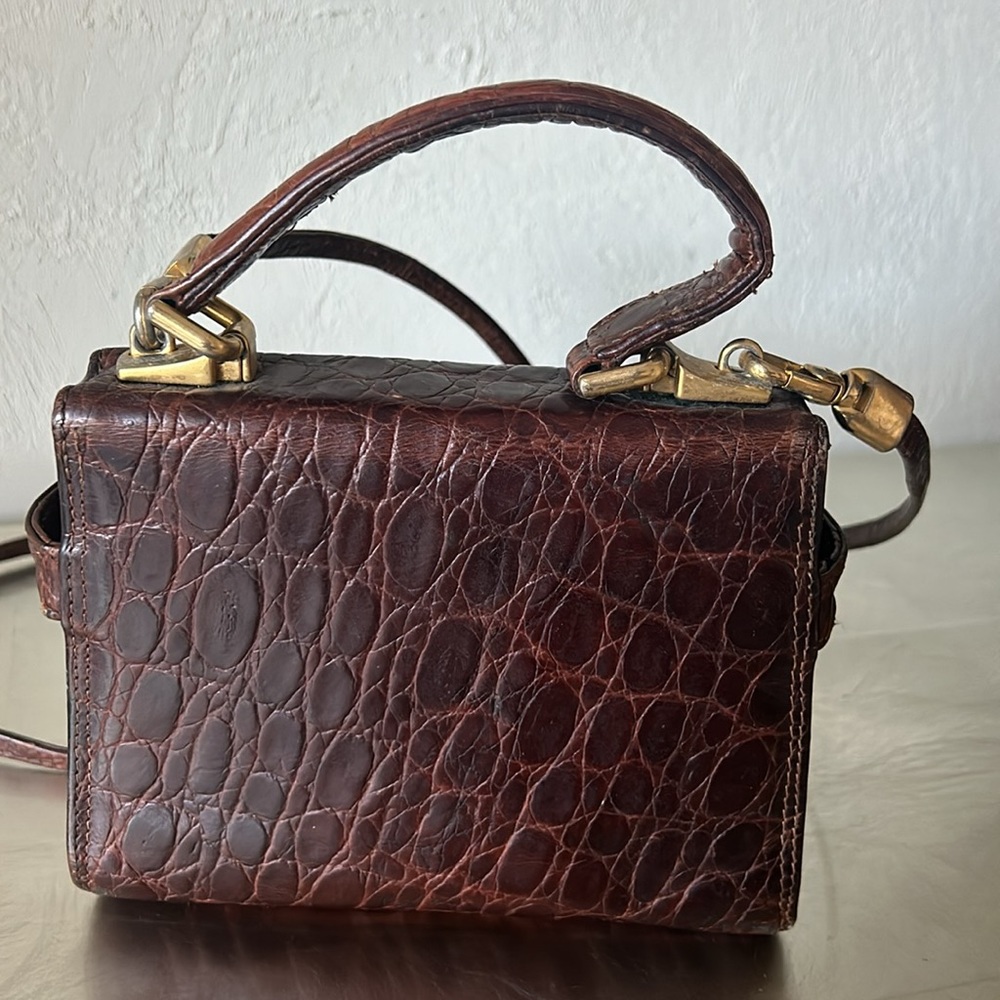 🔥HP🔥True VTG Maraolo small Alligator Crossbody Bag, brown, Italy - Picture 3 of 17